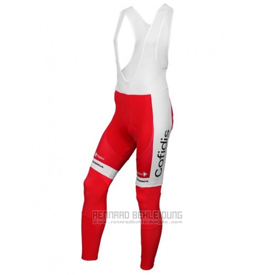 2016 Fahrradbekleidung Cofidis Wei und Rot Trikot Langarm und Tragerhose